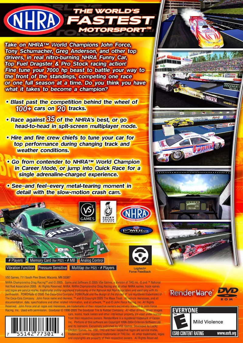 NHRA Championship Drag Racing box back