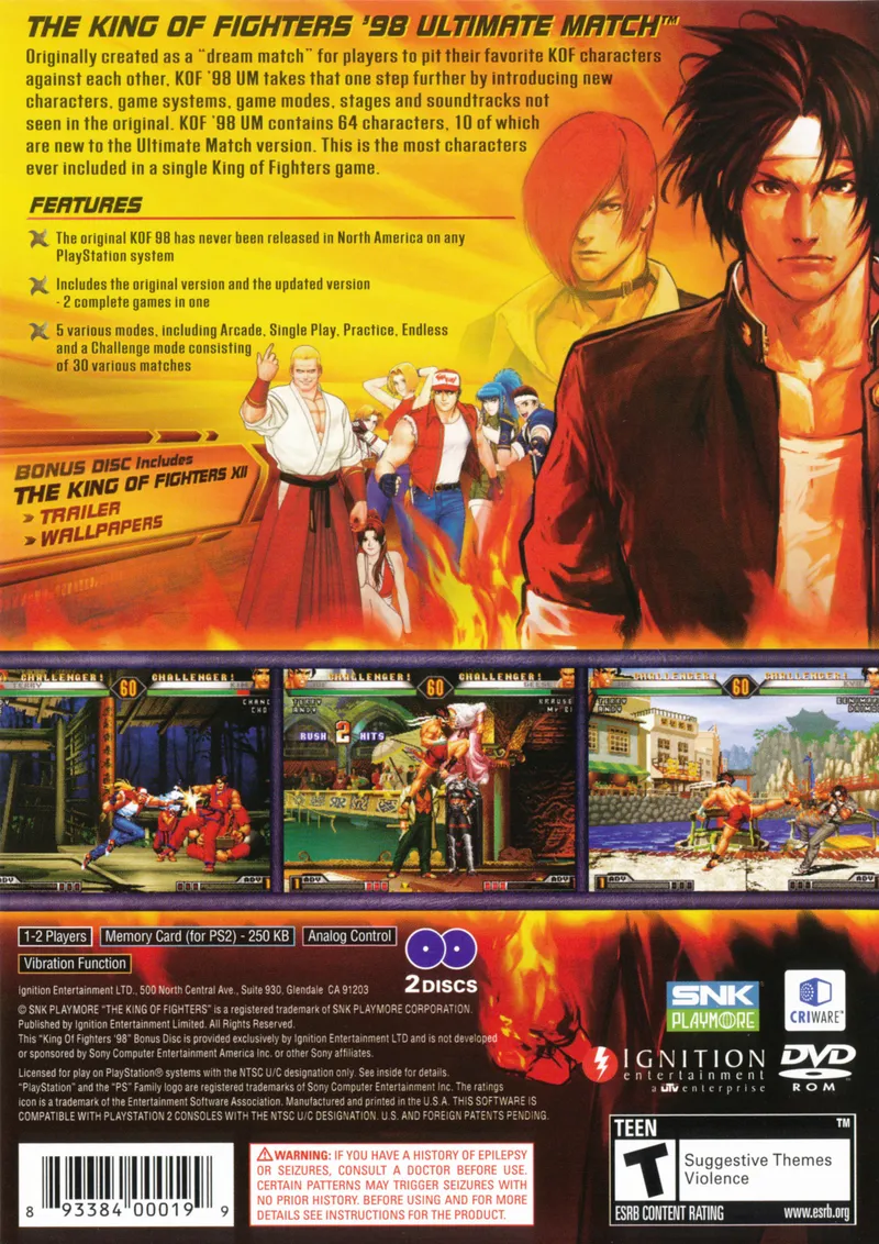 The King of Fighters '98: Ultimate Match box back
