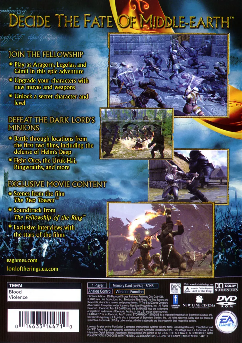The Lord of the Rings: The Two Towers box back