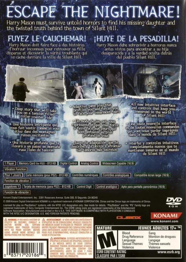 Silent Hill: Shattered Memories box back