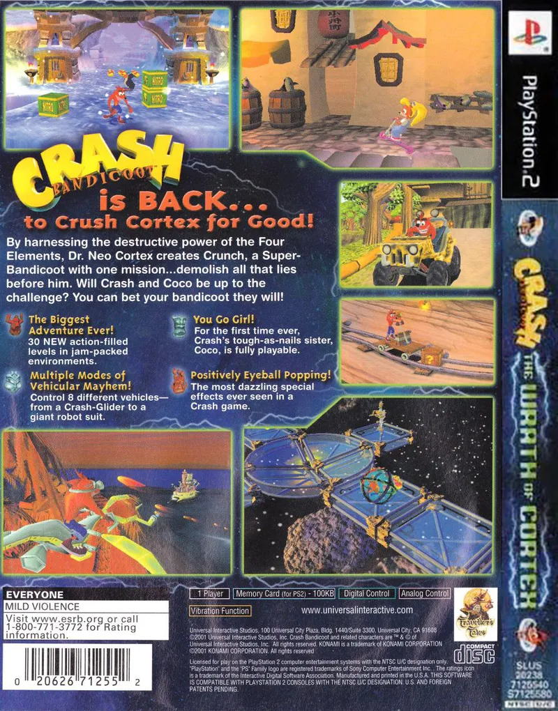 Crash Bandicoot: The Wrath of Cortex box back