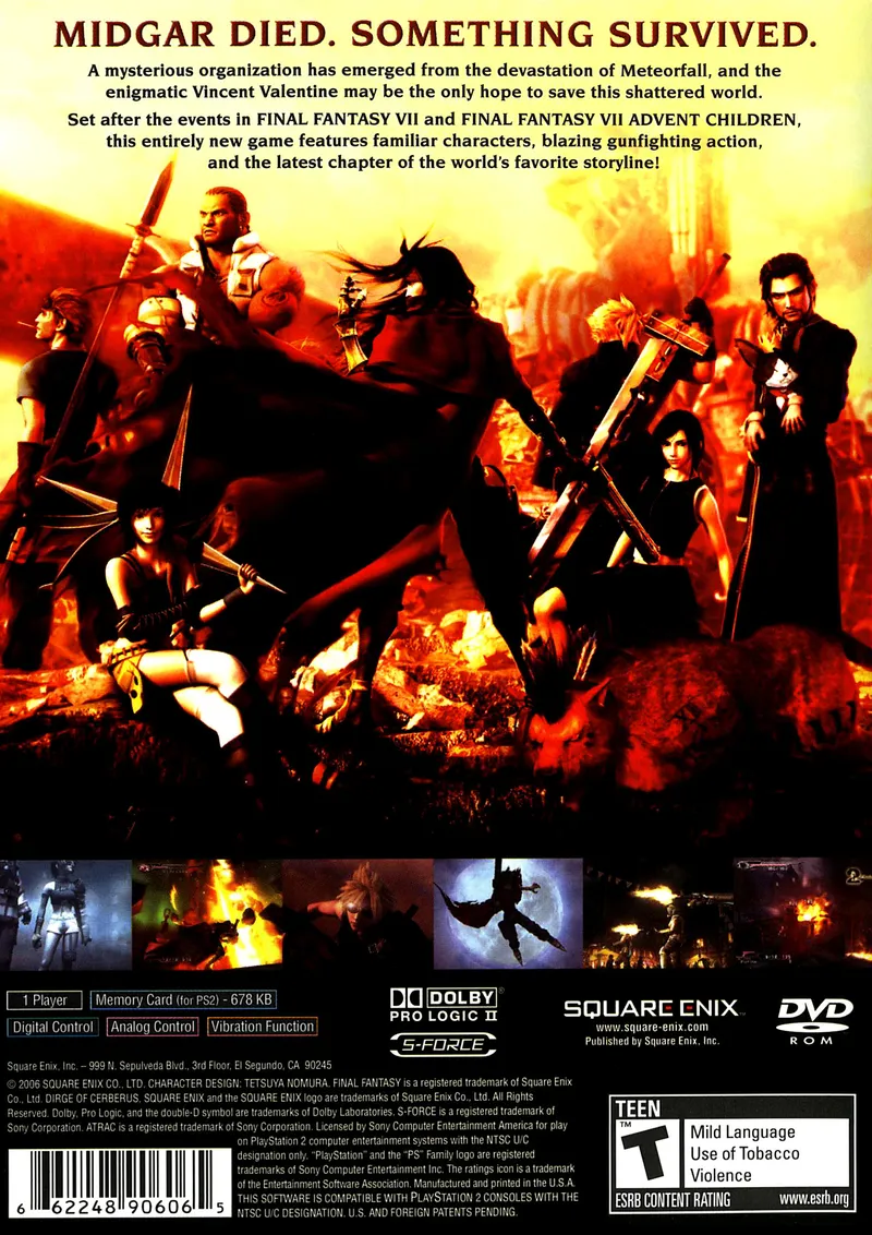 Dirge of Cerberus: Final Fantasy VII box back