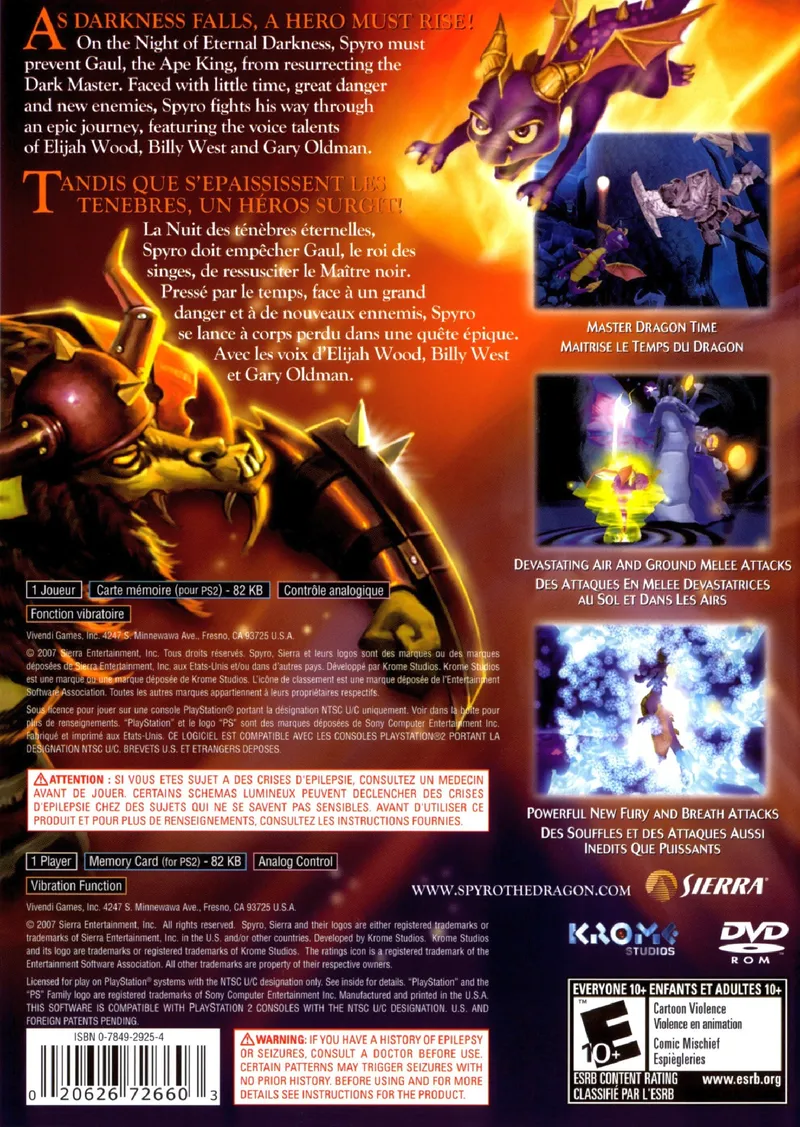 The Legend of Spyro: The Eternal Night box back