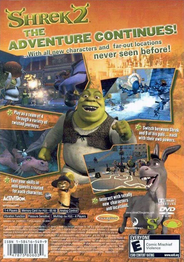Shrek 2 box back