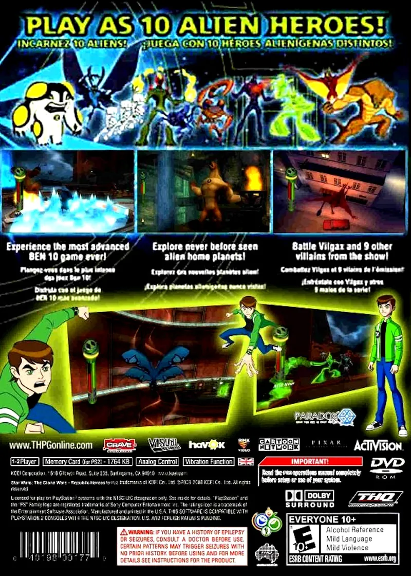 Ben 10 Alien Force: Vilgax Attacks box back