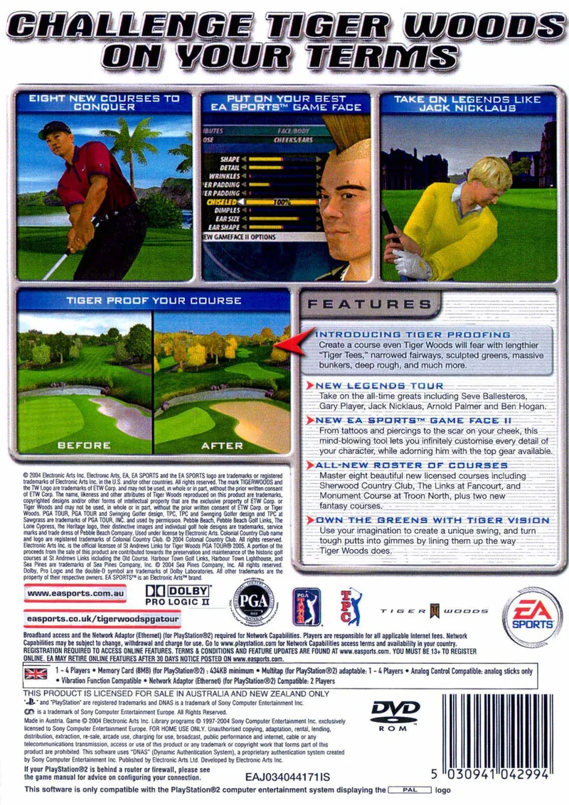 Tiger Woods PGA Tour 2005 box back