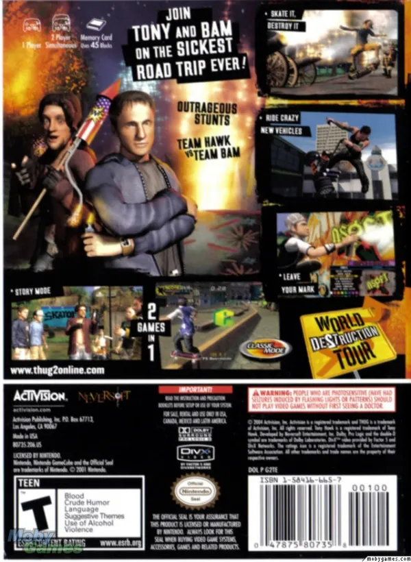 Tony Hawk's Underground 2 box back