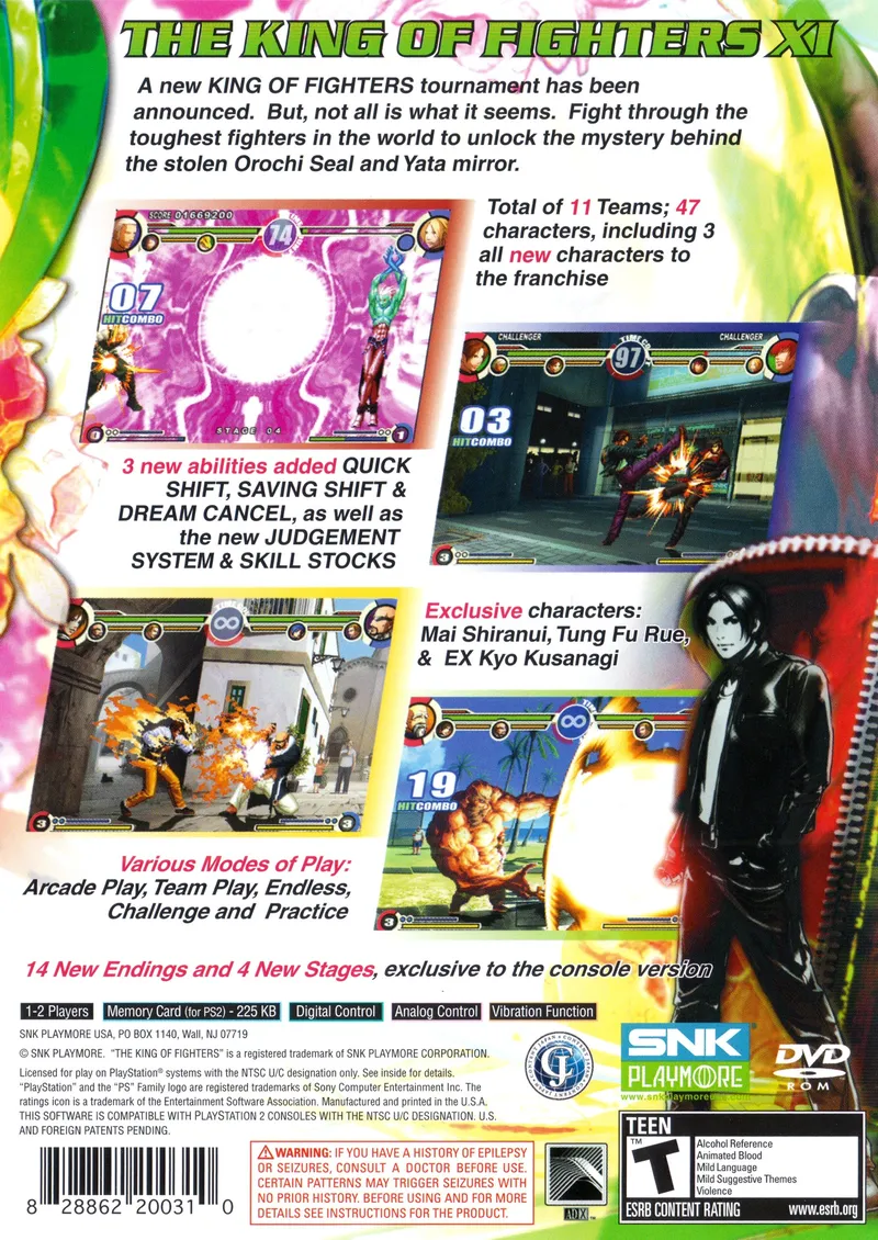 The King of Fighters XI box back