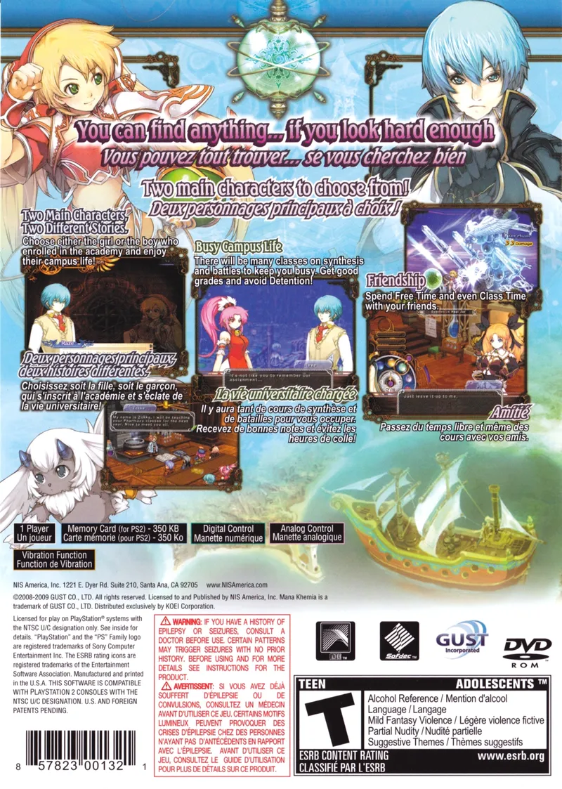 Mana Khemia 2: Fall of Alchemy box back