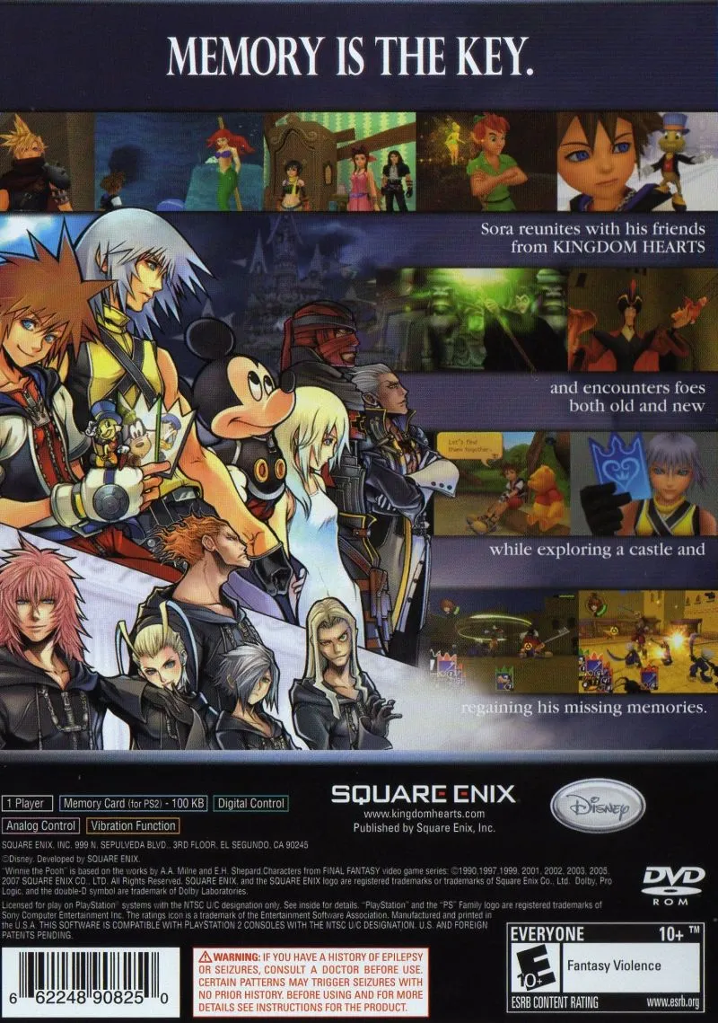 Kingdom Hearts Re: Chain of Memories box back