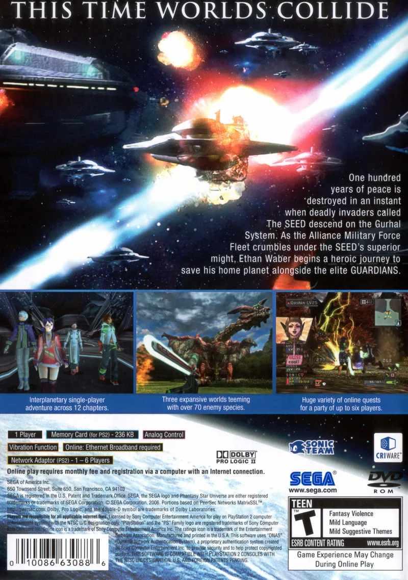 Phantasy Star Universe box back