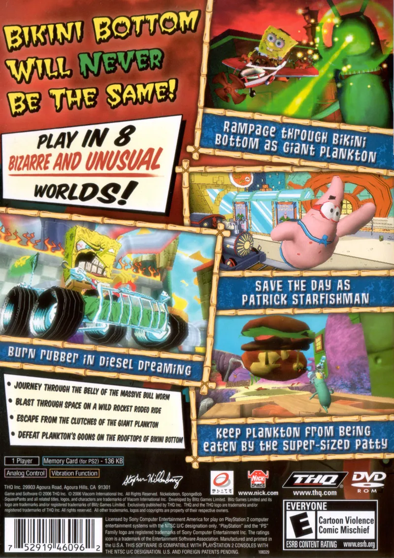 SpongeBob SquarePants: Creature from the Krusty Krab box back