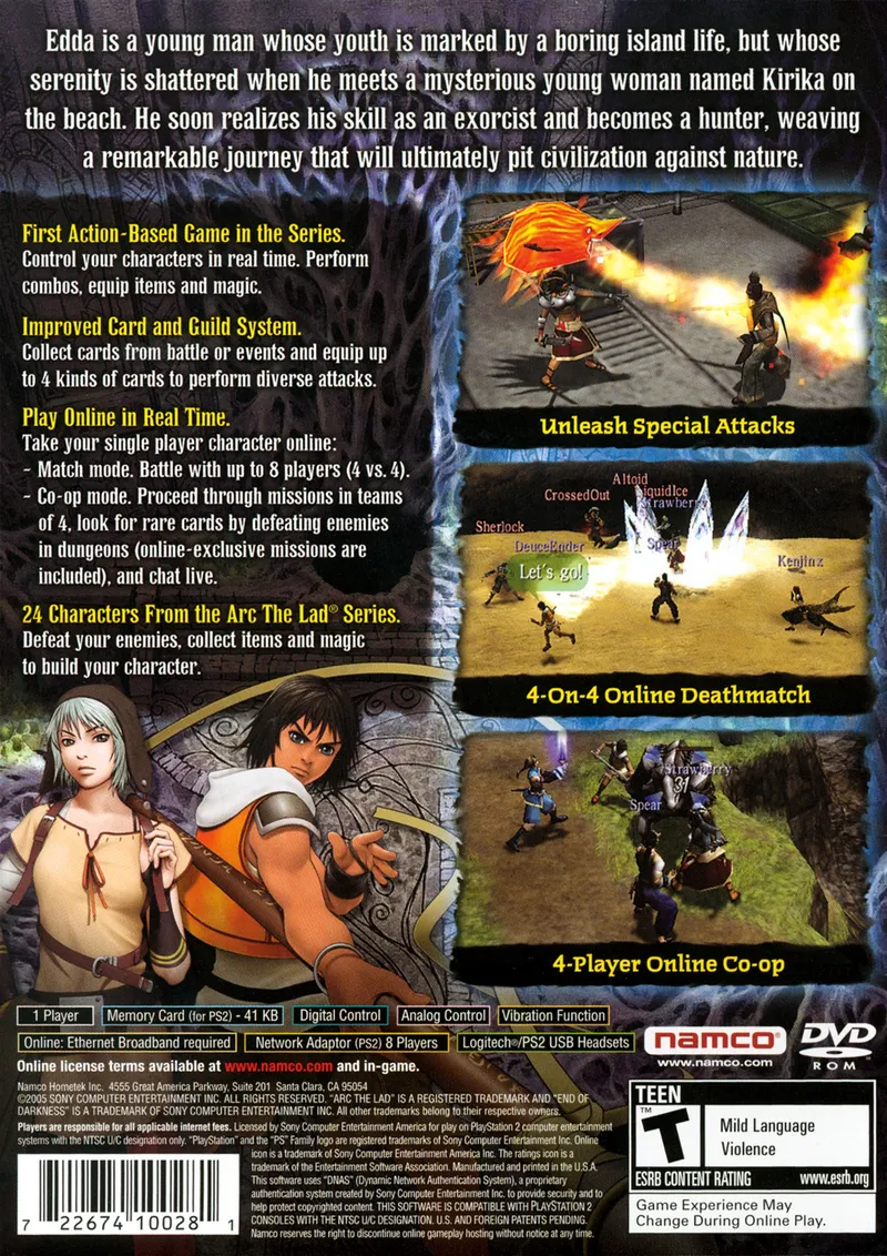 Arc the Lad: End of Darkness box back