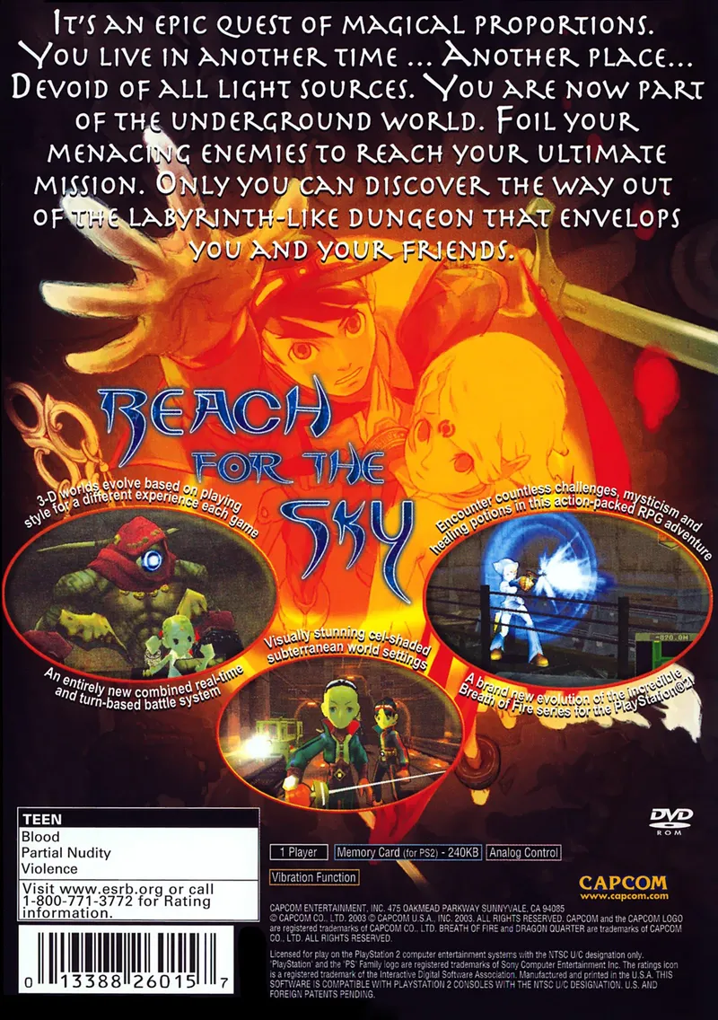 Breath of Fire: Dragon Quarter box back