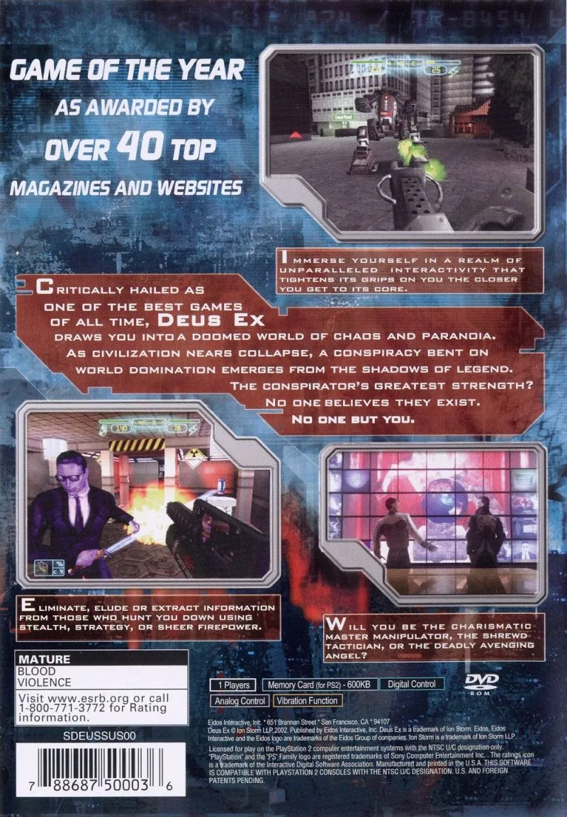 Deus Ex: The Conspiracy box back