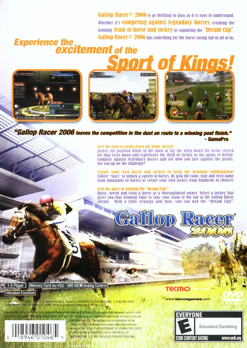 Gallop Racer 2006 box back