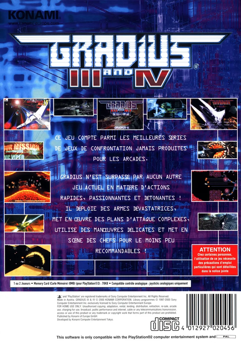 Gradius III and IV box back
