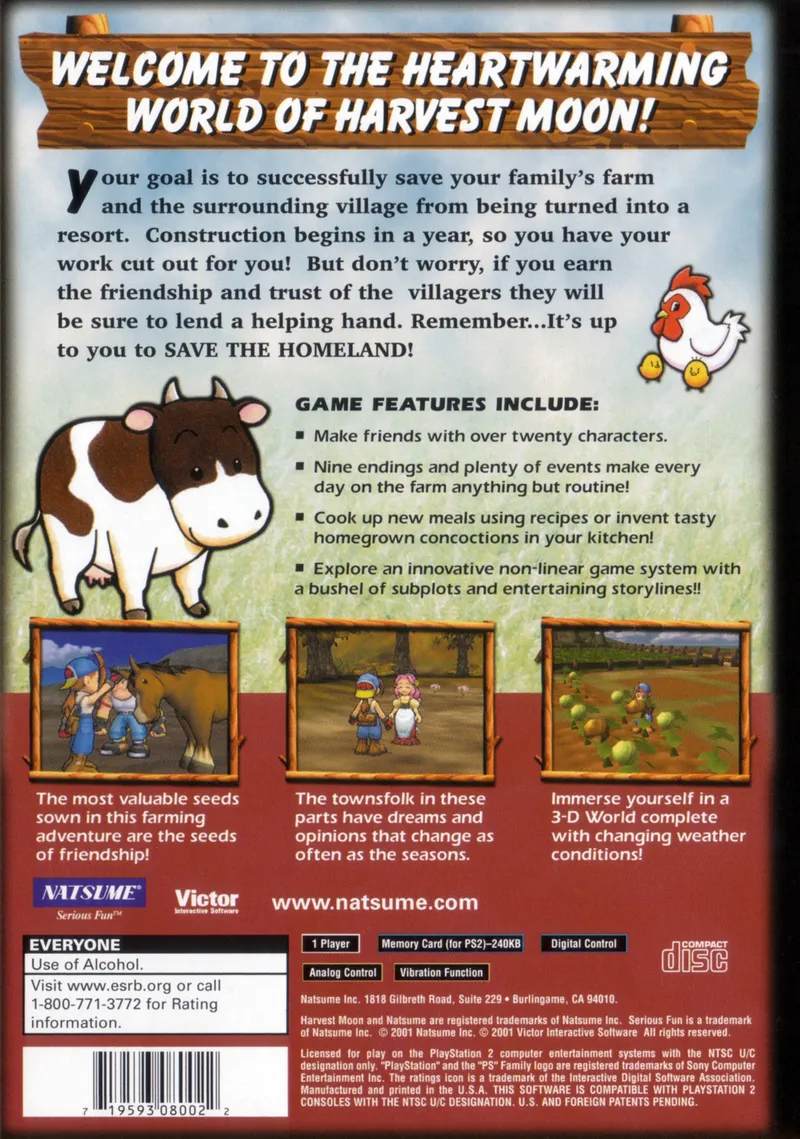 Harvest Moon: Save the Homeland box back
