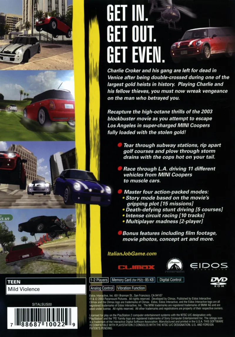 The Italian Job box back
