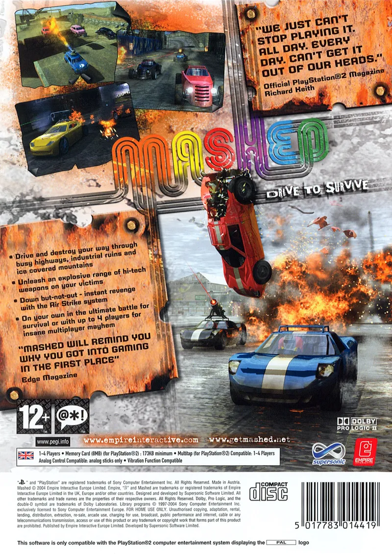 Mashed: Drive to Survive box back