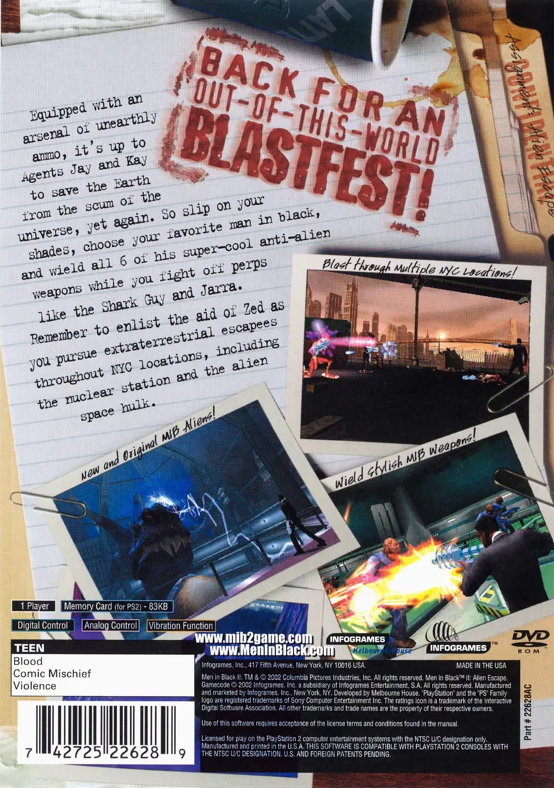 Men in Black II: Alien Escape box back