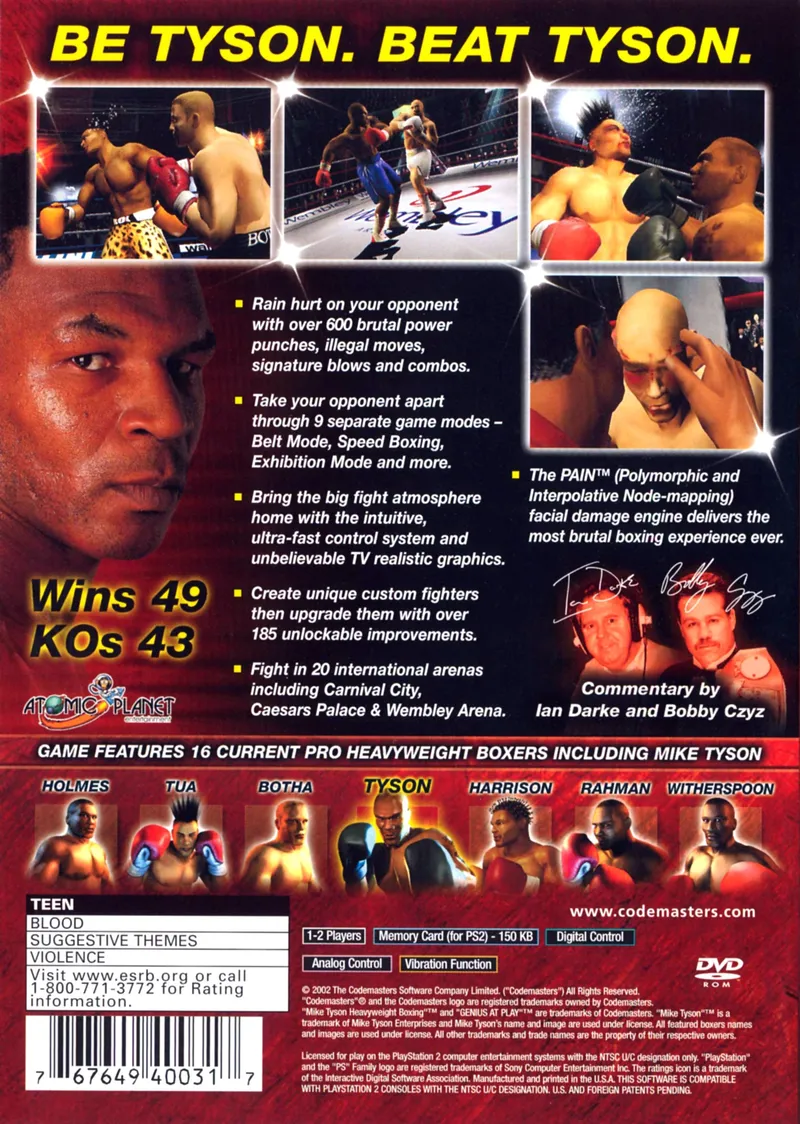 Mike Tyson Heavyweight Boxing box back