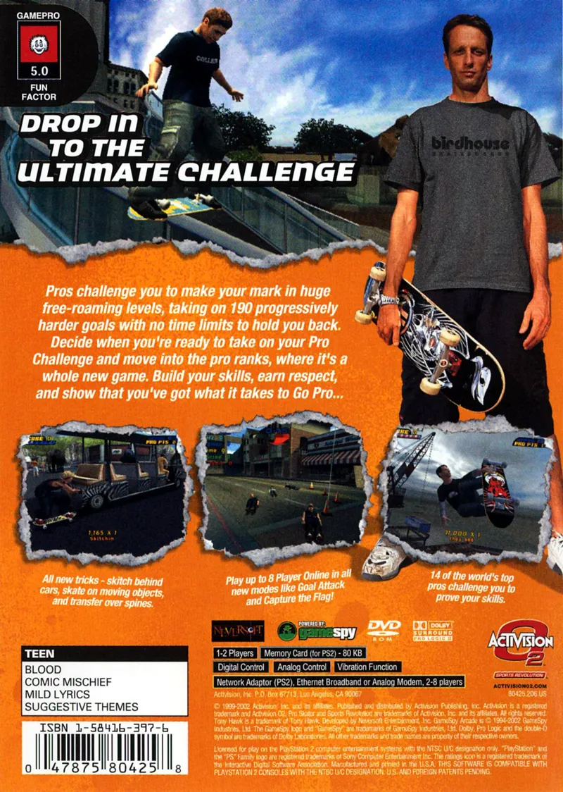 Tony Hawk's Pro Skater 4 box back