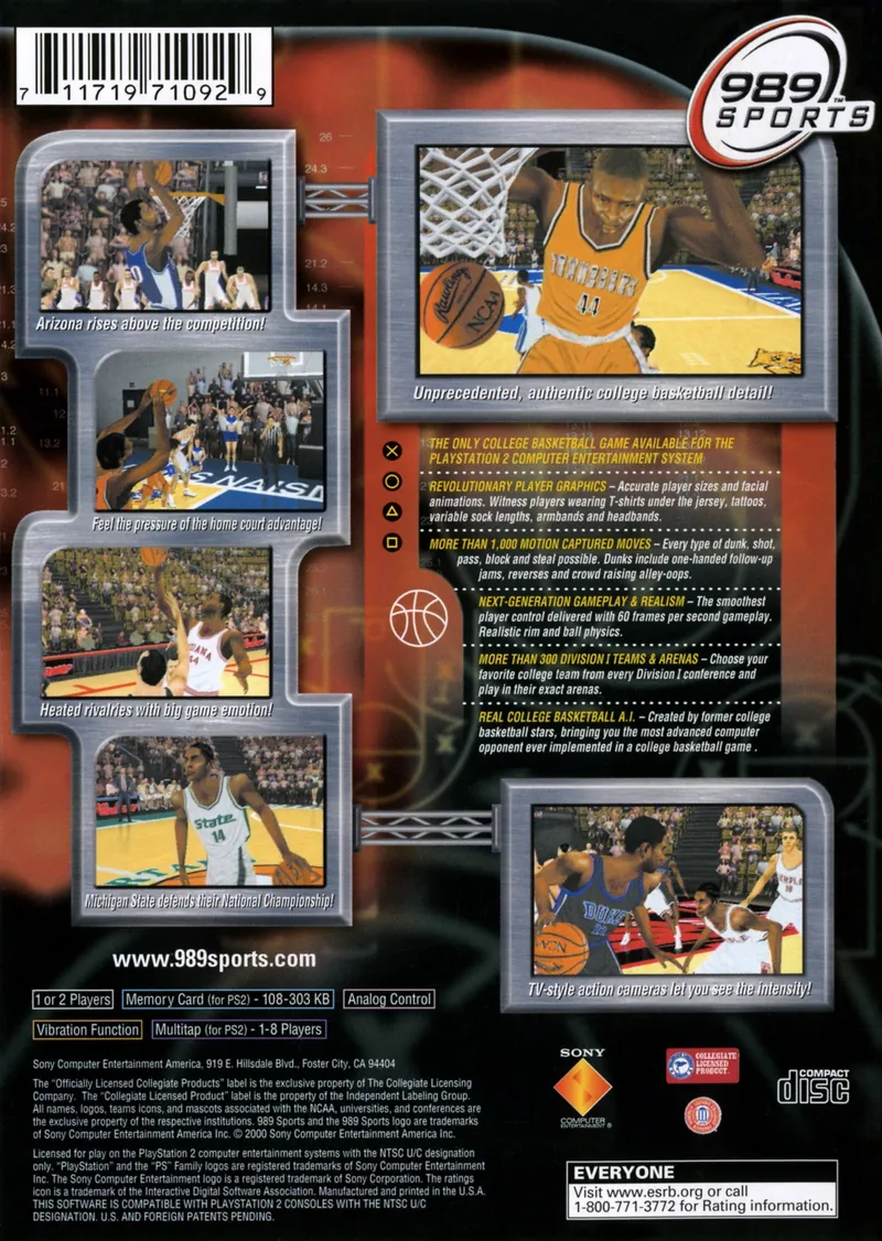 NCAA Final Four 2001 box back