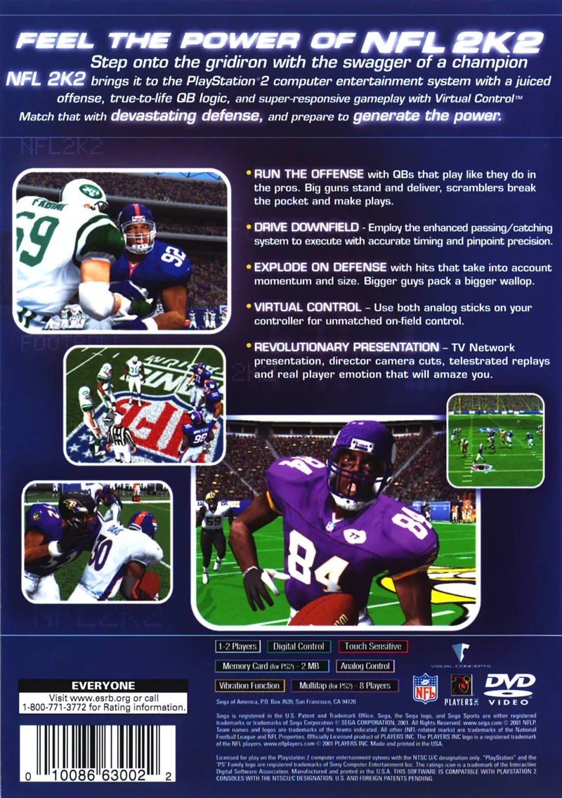 NFL 2K2 box back