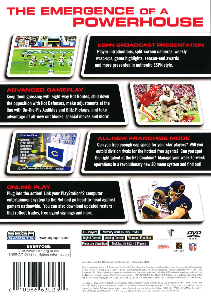 NFL 2K3 box back