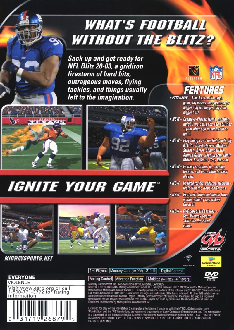 NFL Blitz 2003 box back