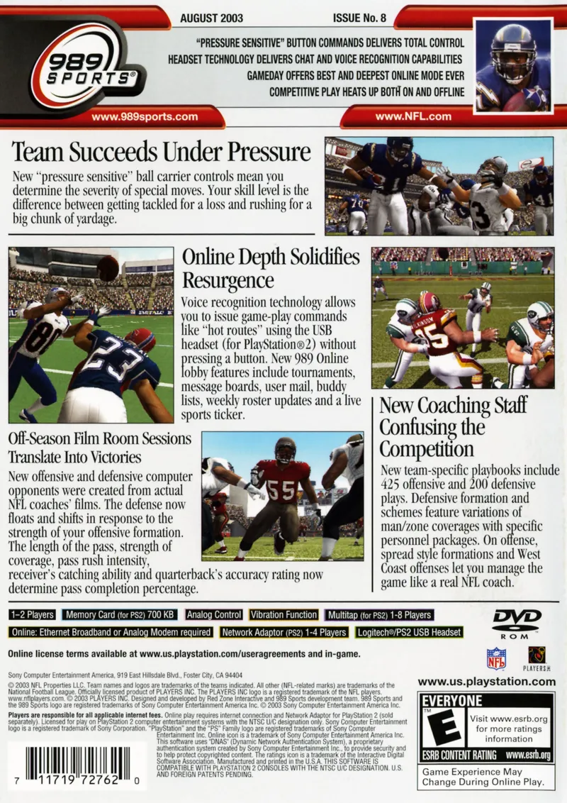 NFL GameDay 2004 box back