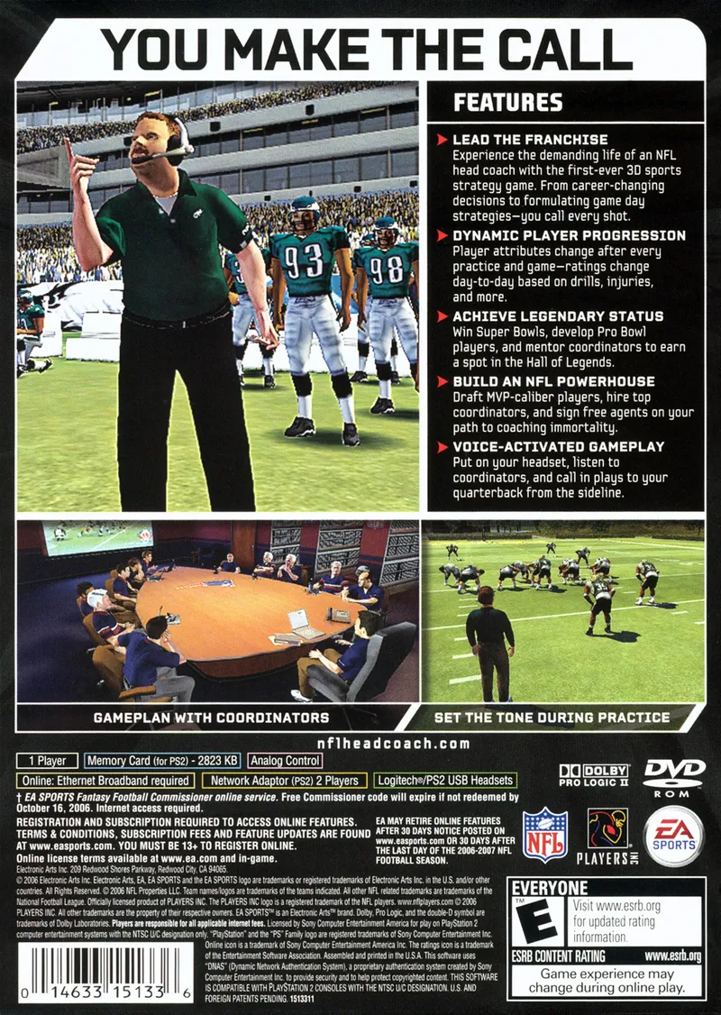 NFL Head Coach box back