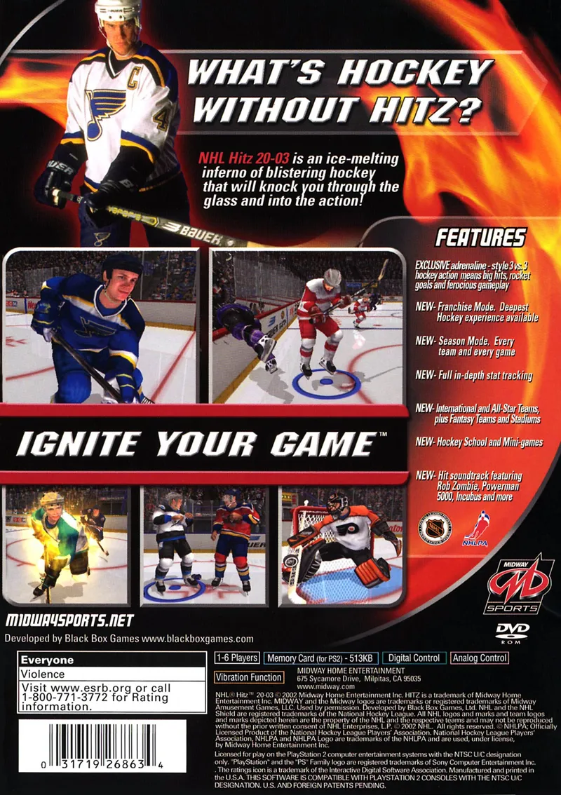 NHL Hitz 2003 box back