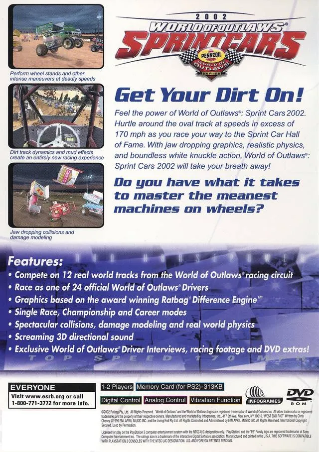 World of Outlaws: Sprint Cars 2002 box back