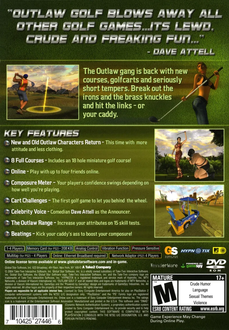 Outlaw Golf 2 box back