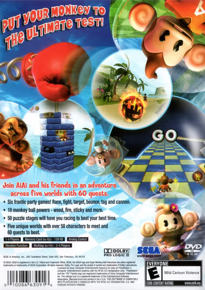 Super Monkey Ball Adventure box back