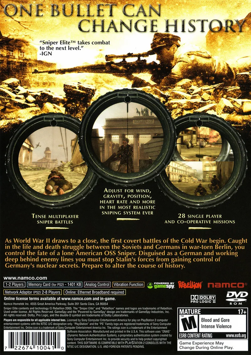 Sniper Elite box back