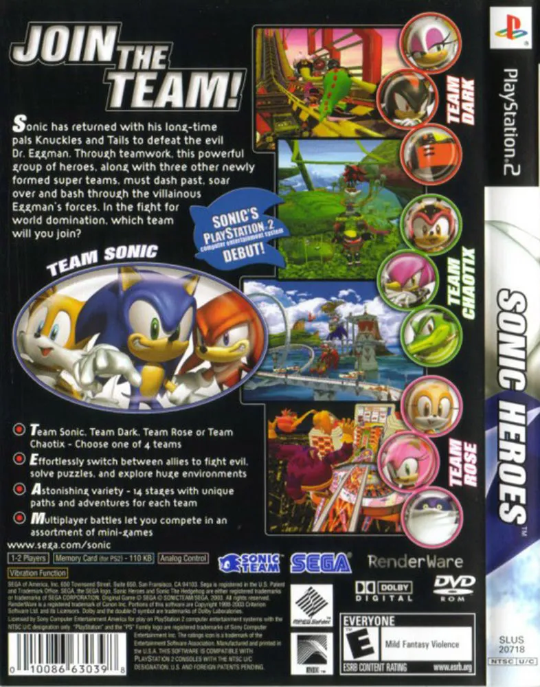 Sonic Heroes box back