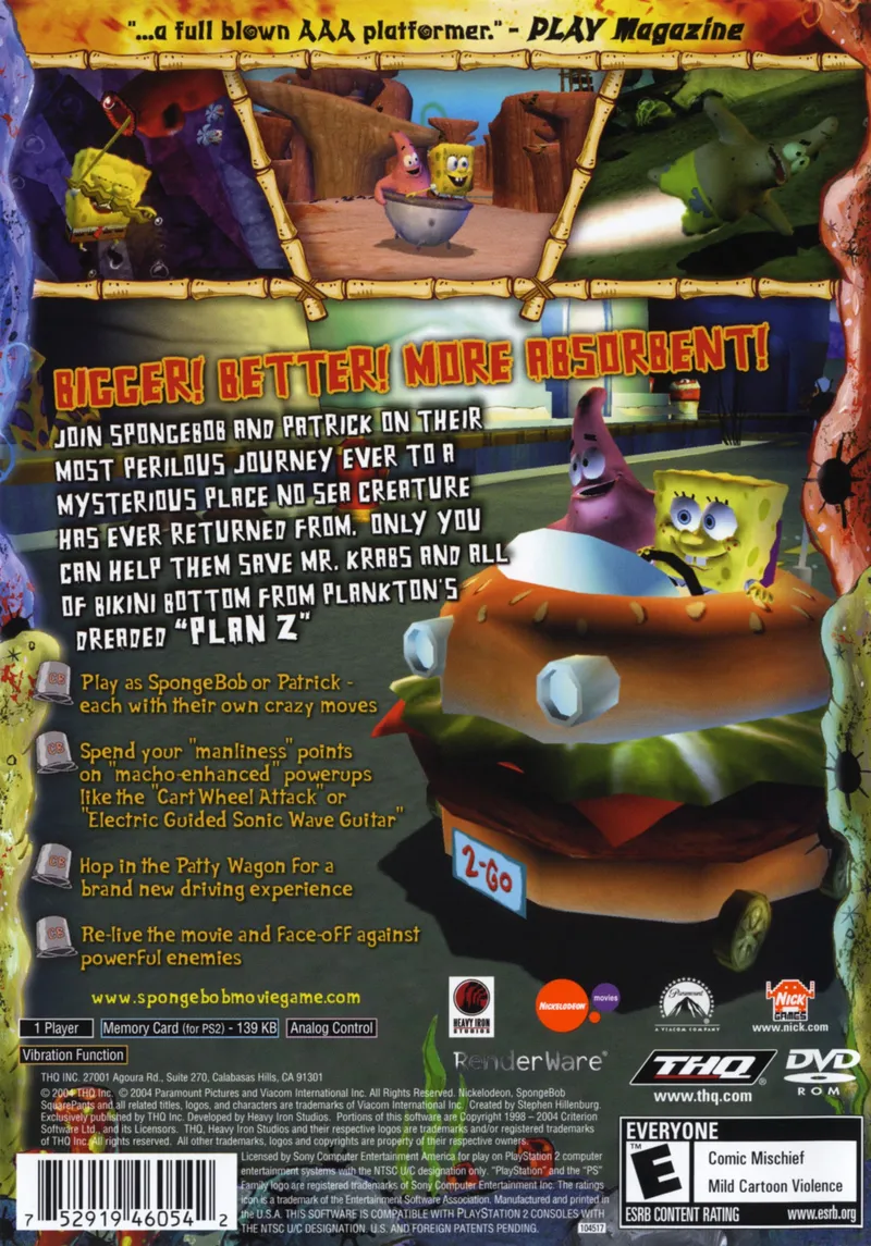 The SpongeBob SquarePants Movie box back