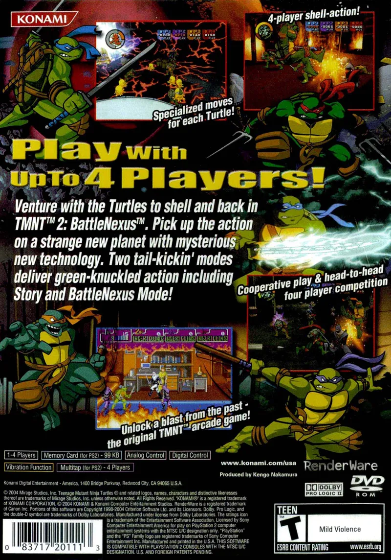 Teenage Mutant Ninja Turtles 2: Battle Nexus box back