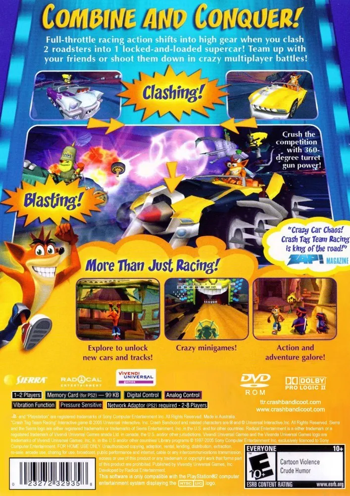 Crash Tag Team Racing box back