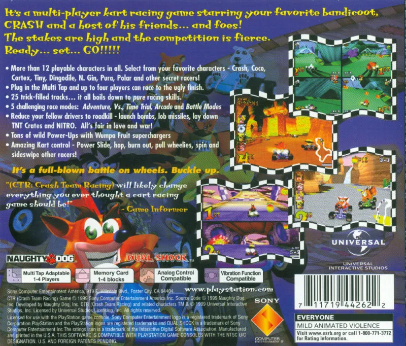 CTR: Crash Team Racing box back