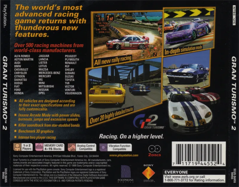 Gran Turismo 2 box back