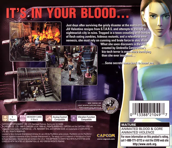 Resident Evil 3: Nemesis box back