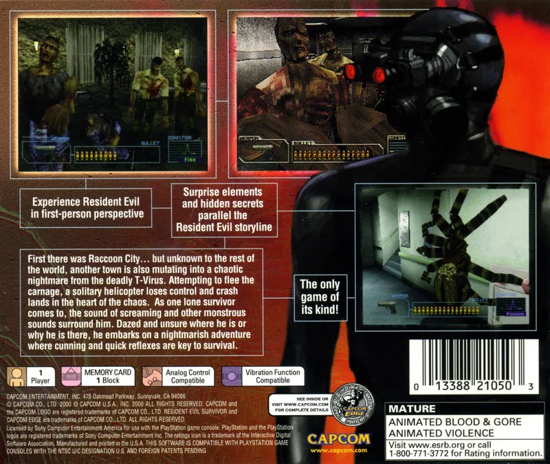 Resident Evil: Survivor box back