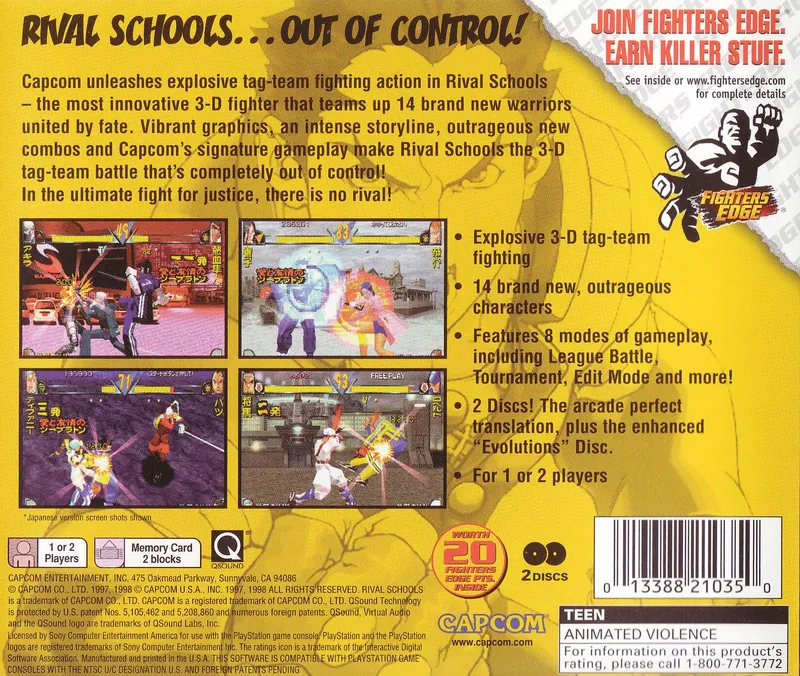 Rival Schools box back
