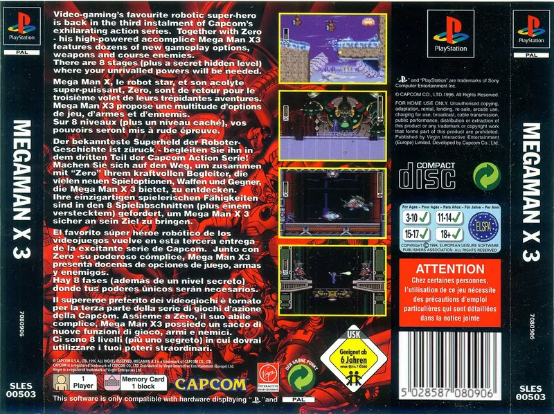 Mega Man X3 box back