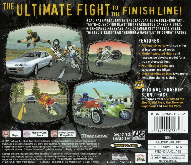 Road Rash 3D box back