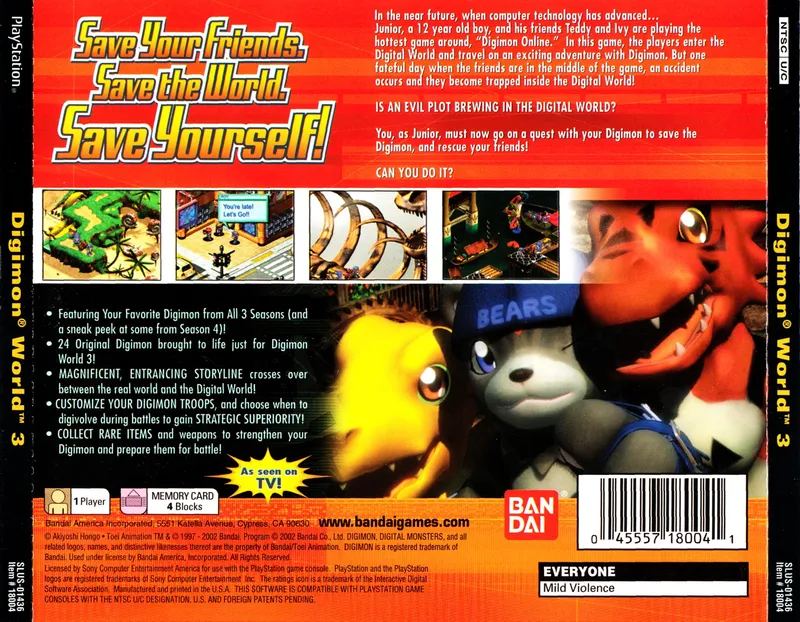 Digimon World 3 box back